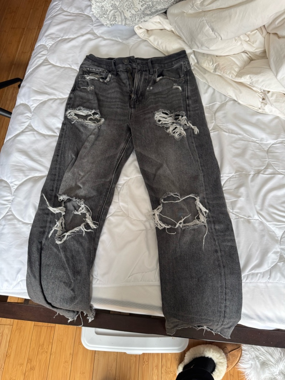 American Eagle Outfitters High Rise Distressed Black Jeans